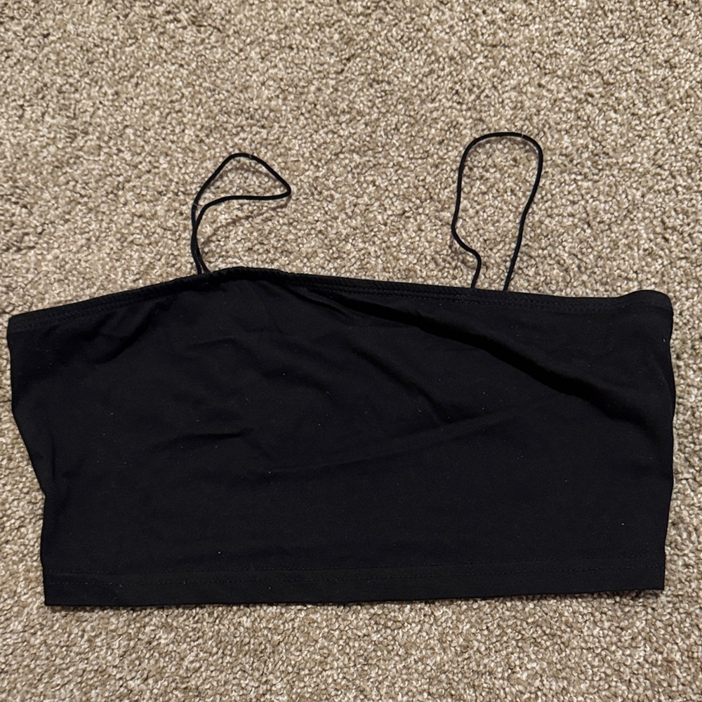 Black Strapless Crop Top